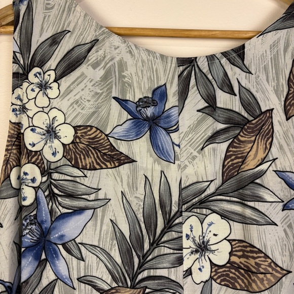 Hilo Hattie Hawaiian Floral Blue Gray Maxi Dress Vintage - Picture 11 of 11